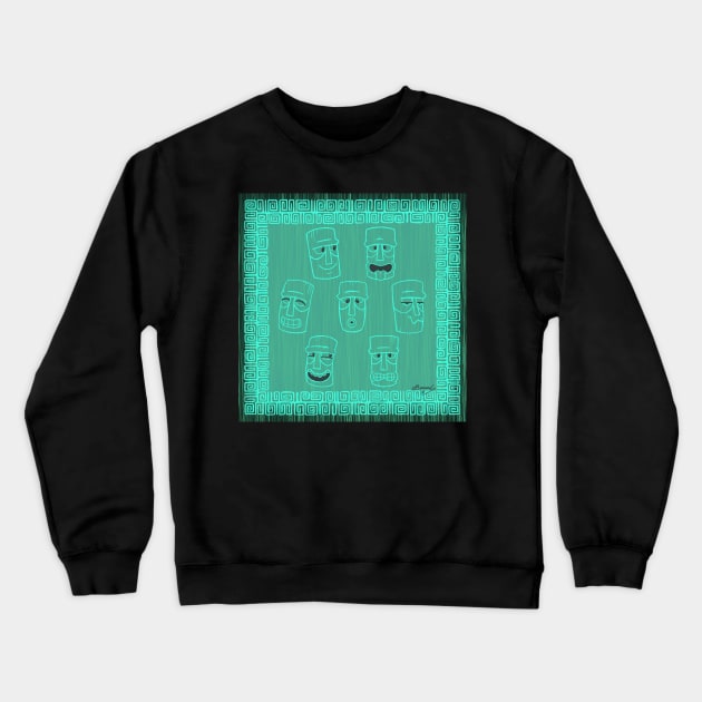 Tiki Time - Aqua Version! Crewneck Sweatshirt by ErinKantBarnard